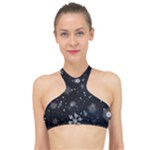 Snowflakes Snow Snowfall Snowing High Neck Bikini Top