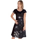 Snowflakes Snow Snowfall Snowing Classic Short Sleeve Dress