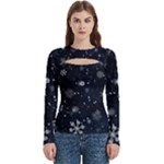 Snowflakes Snow Snowfall Snowing Women s Cut Out Long Sleeve T-Shirt