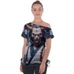 Demon Samurai Off Shoulder Tie-Up T-Shirt