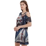 Demon Samurai Women s Cold Shoulder Round Neck Mini Dress