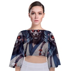 Tie Back Butterfly Sleeve Chiffon Top 