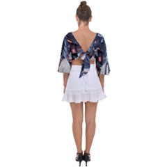 Tie Back Butterfly Sleeve Chiffon Top 