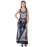 Demon Samurai Sleeveless Velour Maxi Dress