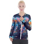 Cosmic Jellyfish Artwork Casual Zip Up Jacket