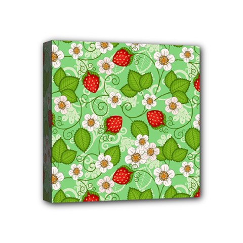 Strawberries Pattern Seamless Mini Canvas 4  x 4  (Stretched) from ArtsNow.com