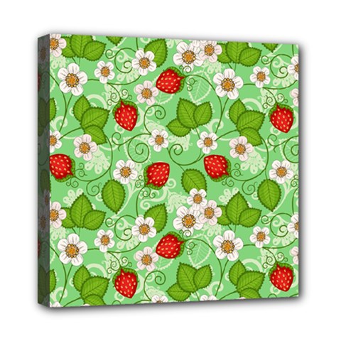 Strawberries Pattern Seamless Mini Canvas 8  x 8  (Stretched) from ArtsNow.com