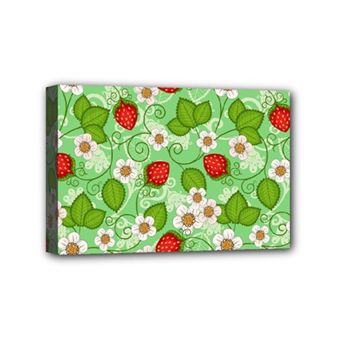 Strawberries Pattern Seamless Mini Canvas 6  x 4  (Stretched) from ArtsNow.com