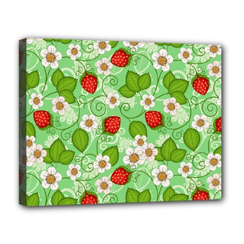 Strawberries Pattern Seamless Canvas 14  x 11  (Stretched) from ArtsNow.com