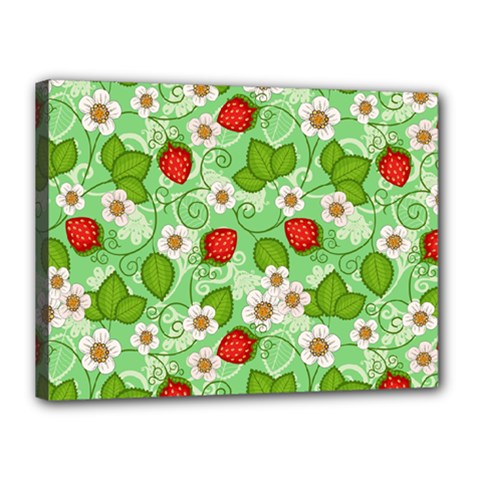 Strawberries Pattern Seamless Canvas 16  x 12  (Stretched) from ArtsNow.com