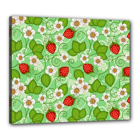 Strawberries Pattern Seamless Canvas 24  x 20  (Stretched) from ArtsNow.com