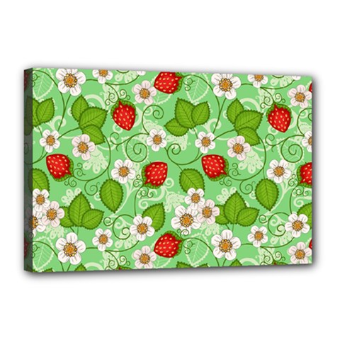 Strawberries Pattern Seamless Canvas 18  x 12  (Stretched) from ArtsNow.com