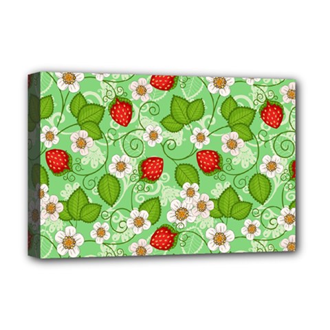 Strawberries Pattern Seamless Deluxe Canvas 18  x 12  (Stretched) from ArtsNow.com