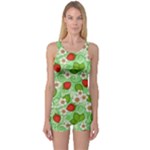 Strawberries Pattern Seamless One Piece Boyleg Swimsuit