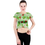 Strawberries Pattern Seamless Crew Neck Crop Top