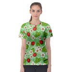 Strawberries Pattern Seamless Women s Sport Mesh T-Shirt