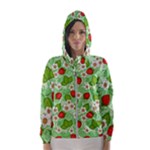 Strawberries Pattern Seamless Women s Hooded Windbreaker