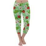 Strawberries Pattern Seamless Capri Winter Leggings 