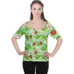 Strawberries Pattern Seamless Cutout Shoulder T-Shirt