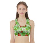 Strawberries Pattern Seamless Sports Bra with Border