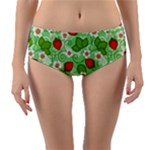 Strawberries Pattern Seamless Reversible Mid-Waist Bikini Bottoms