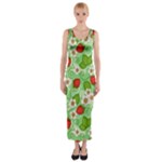 Strawberries Pattern Seamless Fitted Maxi Dress