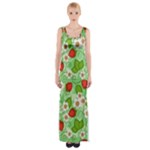 Strawberries Pattern Seamless Thigh Split Maxi Dress