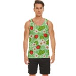 Strawberries Pattern Seamless Men s Wide Collar Tank Top