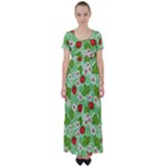 Strawberries Pattern Seamless High Waist Short Sleeve Maxi Dress