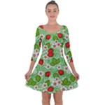 Strawberries Pattern Seamless Quarter Sleeve Skater Dress