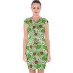 Strawberries Pattern Seamless Capsleeve Drawstring Dress 