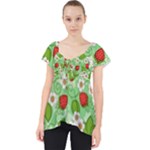 Strawberries Pattern Seamless Lace Front Dolly Top