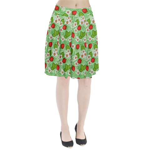 Strawberries Pattern Seamless Pleated Skirt from ArtsNow.com