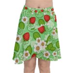 Strawberries Pattern Seamless Chiffon Wrap Front Skirt