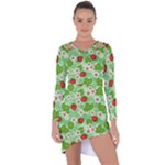 Strawberries Pattern Seamless Asymmetric Cut-Out Shift Dress