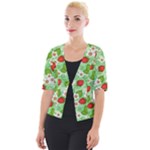 Strawberries Pattern Seamless Cropped Button Cardigan