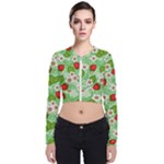 Strawberries Pattern Seamless Long Sleeve Zip Up Bomber Jacket