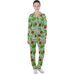 Strawberries Pattern Seamless Casual Jacket and Pants Set