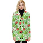 Strawberries Pattern Seamless Button Up Hooded Coat 