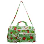 Strawberries Pattern Seamless Sports Gym Duffle Bag with Shoe Compartment