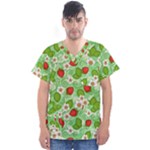 Strawberries Pattern Seamless Men s V-Neck Scrub Top