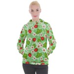 Strawberries Pattern Seamless Women s Hooded Pullover