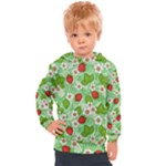 Strawberries Pattern Seamless Kids  Hooded Pullover