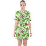 Strawberries Pattern Seamless Sixties Short Sleeve Mini Dress