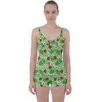 Strawberries Pattern Seamless Tie Front Two Piece Tankini