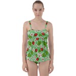 Strawberries Pattern Seamless Twist Front Tankini Set