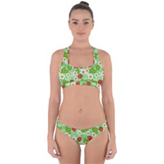 Strawberries Pattern Seamless Cross Back Hipster Bikini Set from ArtsNow.com