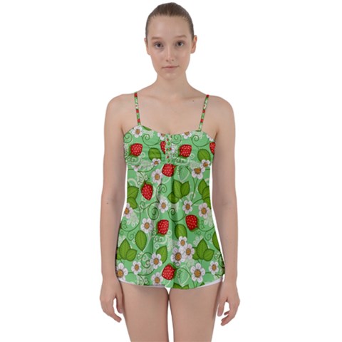 Strawberries Pattern Seamless Babydoll Tankini Top from ArtsNow.com