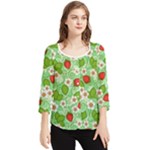 Strawberries Pattern Seamless Chiffon Quarter Sleeve Blouse