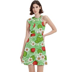 Cocktail Party Halter Sleeveless Dress With Pockets 